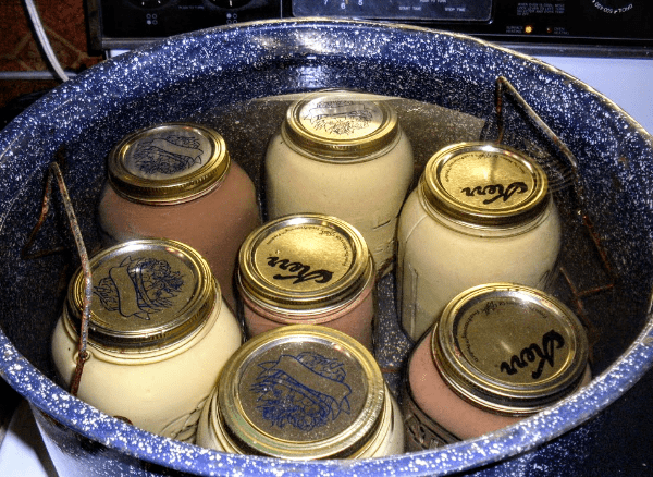 This is a picture of what NOT to do! Never use a waterbath or steam canner for dairy products or other low-acid foods! It will not kill bacteria which causes spoilage.