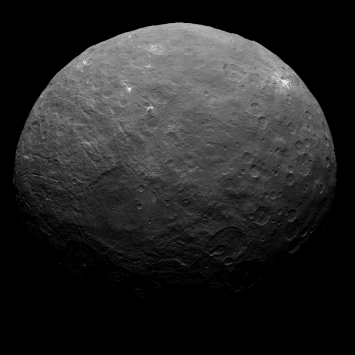 Ceres image tidied by Dr. Lakdawalla. I really wanted to included Ceres, but I couldn't find a natural-color image from Dawn, and Hubble's is small and fuzzy and not true-color.