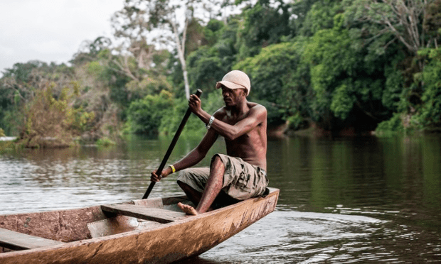 Could it have been a fisherman on the Sangha River, similar to this one, who carried HIV from the remote, thinly populated Cameroon jungle to concentrated population centers downstream?