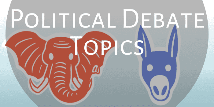 Political topics are a little more serious and generally suit a high school to college-level audience.