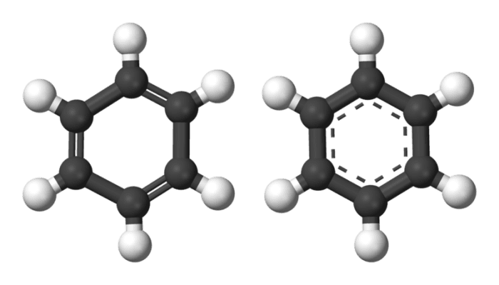 When represented with the structure on the left benzene can be mistaken for an alkene, but the structure on the right shows that it isn't.