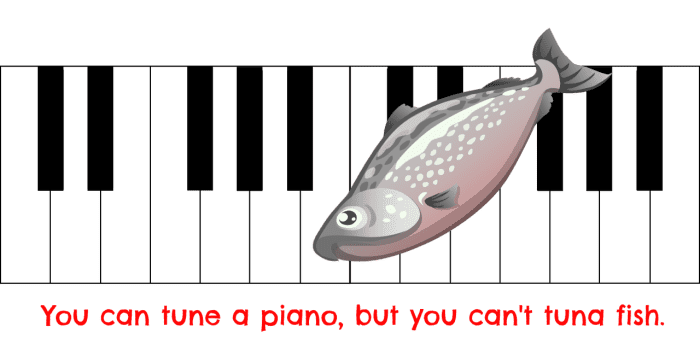 You can tune a piano, but you can't tuna fish--an example of a paraprosdokian.