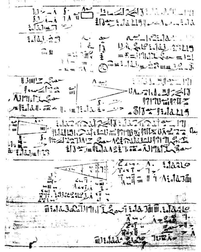 A part of the Rhind Mathematical Papyrus showing early trigonometry