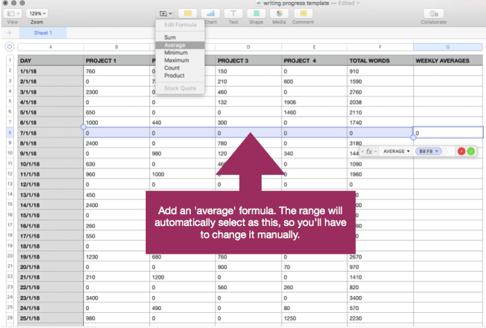 How to Track Your Writing Progress With a Spreadsheet - Owlcation