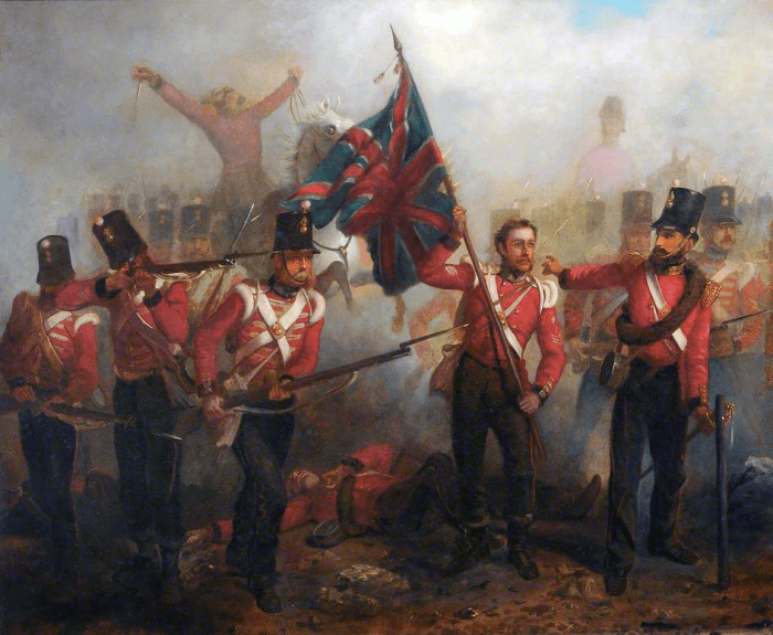 Sergeant Luke O'Conner Winning the Victoria Cross at the Battle of Alma (1854). Oil by Louis William Desanges.