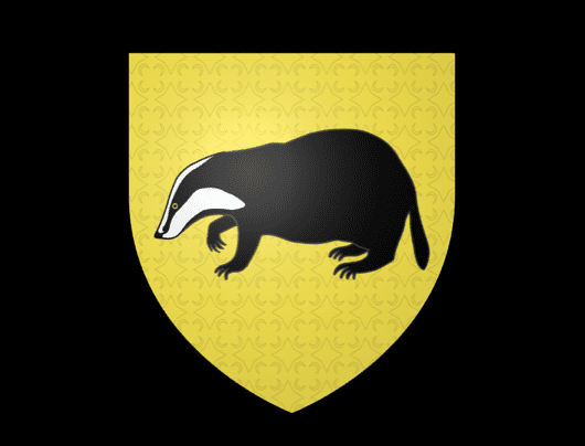 The crest of Hufflepuff House is a badger, symbolising hard work and loyalty.