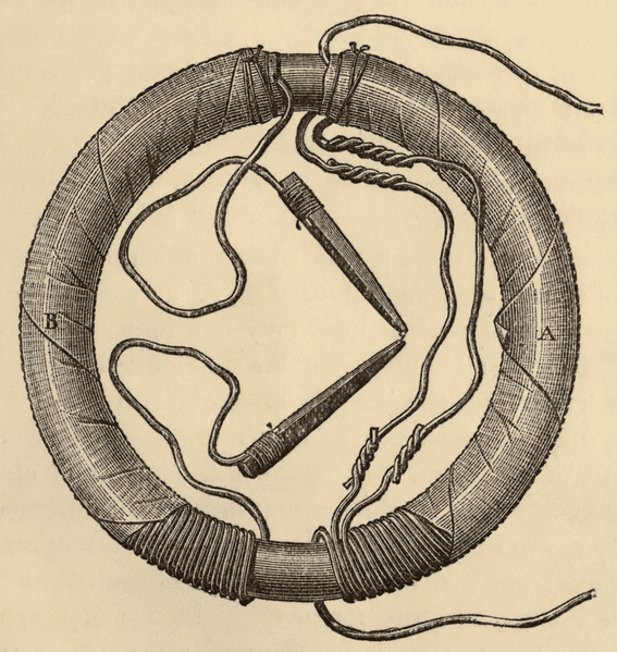 Faraday's original transformer, now known as 'Faraday's Ring' which led to the foundation of modern electronics.