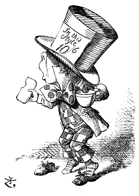 The mad hatter's hat cost ten and six.