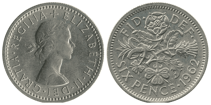 Sixpence obverse and reverse