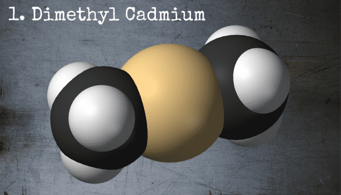 This innocent-looking little molecule, dimethyl cadmium, is arguably the most dangerous chemical in the world.