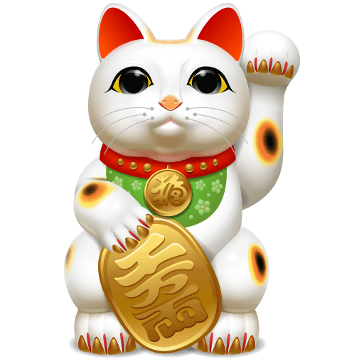 The higher the paw is raised, the more wealth, luck and prosperity Maneki Neko will bring you. The coin attracts wealth.