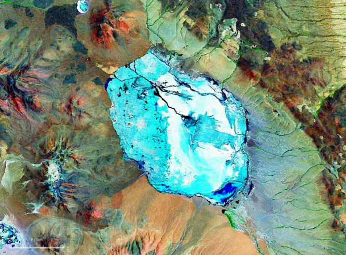 Laguna Pastos Grandes, in the center of an ancient supervolcano in Bolivia.