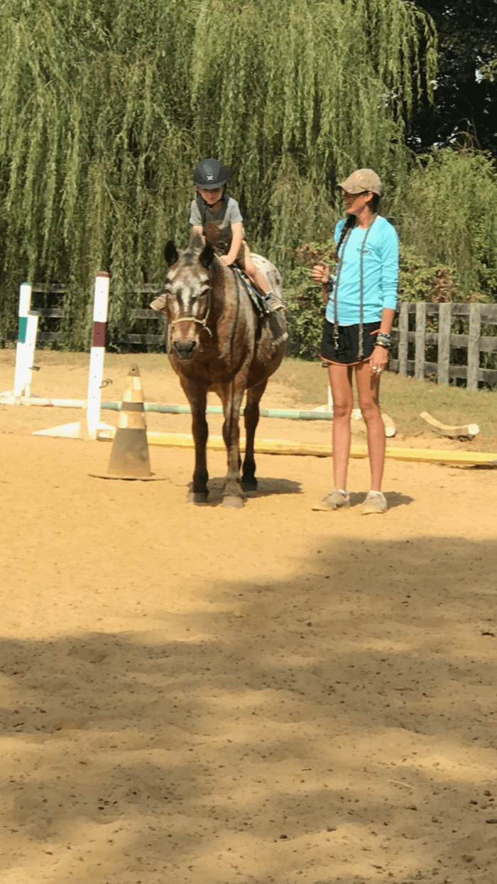 Slow and steady is always best. One way to accomplish this, as seen in this photo, is to teach on Peanut—he only has one speed, which is very slow!