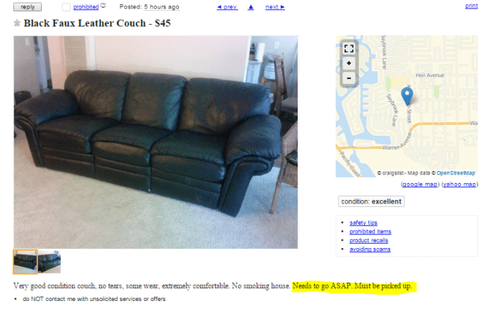 The seller is in a hurry to sell and needs this one gone. A desperate buyer will usually take less as long as you can pick it up ASAP.