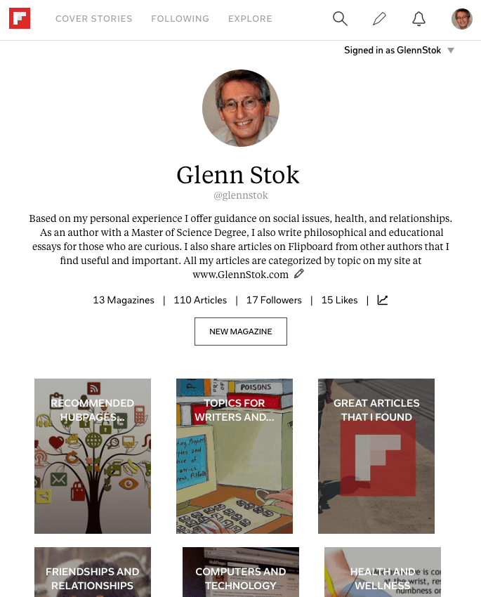 Profile Example When Logged In