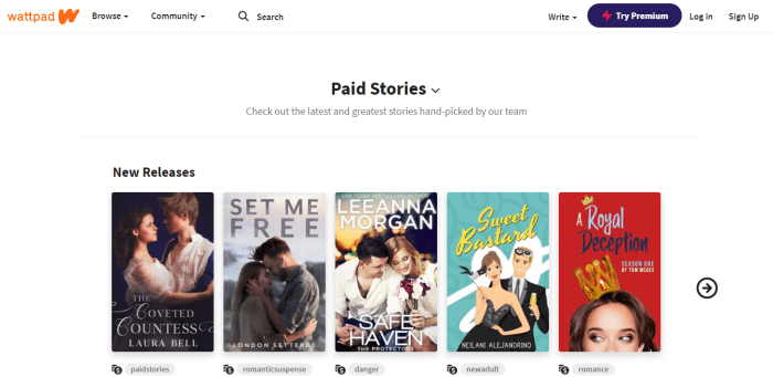 A few of Wattpad's Paid Stories