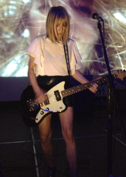 Photo of Sonic Youth bassist Kim Gordon. Kim Gordon is considered one of the founding mothers of alternative and indie rock.