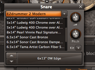 Clicking each individual piece of the kit allows you to change the piece, along with a few other additional controls.