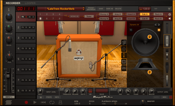 IK Multimedia's Amplitube software can simulate everything from the amp, pedals and racks, right down to the microphones being used and the room in which it's been "recorded".