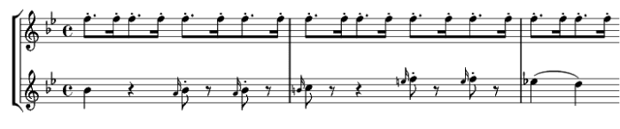 Clucking Sound Represented by the Repeated Dotted Rhythm