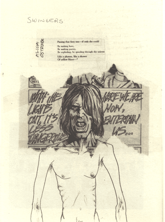 A collage that Cobain had created of himself featuring a poem by Alicia Ostriker and a cut-out from a NIRVANA comic. Featured in Journals.