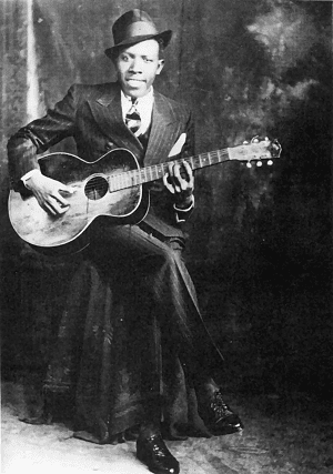 American blues singer-songwriter and musician Robert Johnson. Studio portrait Hooks Bros., Memphis, c. 1935.