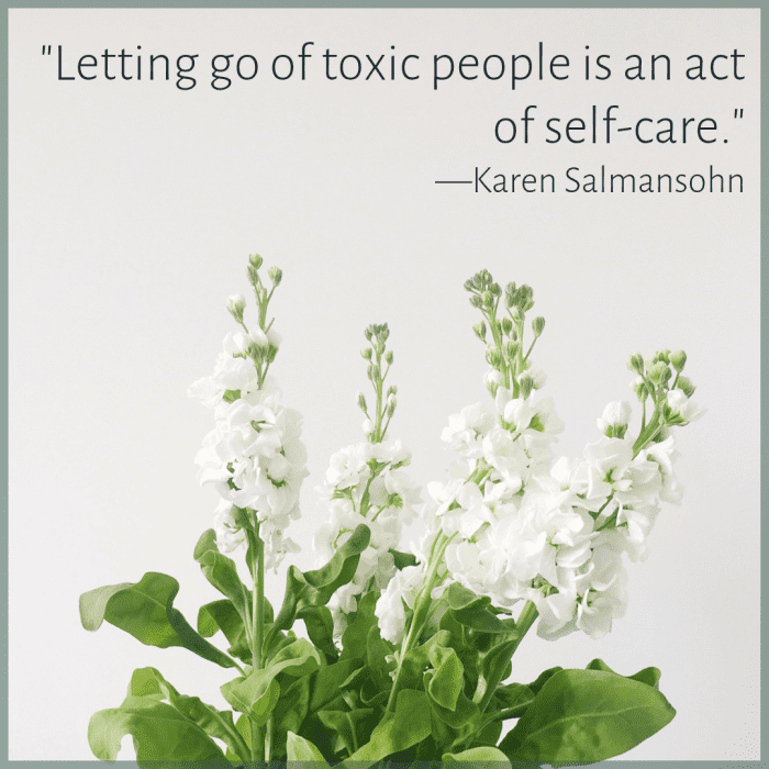 Saying goodbye to the toxic people in your life—however hard it may be—is the biggest kindness you can do yourself.