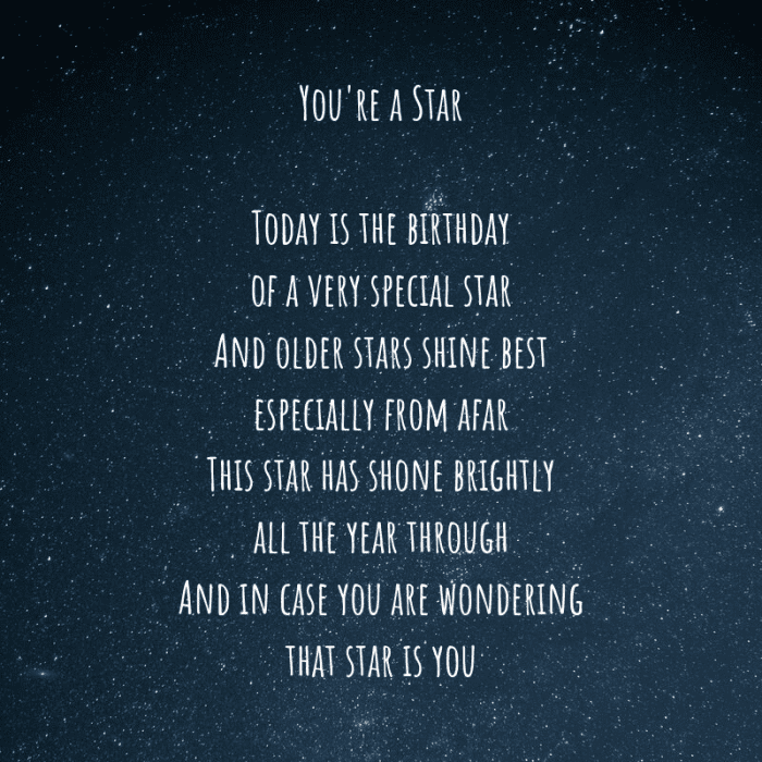 Your poem doesn't have to be long to be sweet. Anywhere from four to eight lines is usually perfect for a birthday poem.