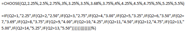 An example of how using CHOOSE allows for simpler formulas (in this case compared to a formula with nested IF statements) in Excel 2007 and Excel 2010.