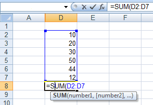 How to use the SUM function in a formula in Excel 2007 and Excel 2010.
