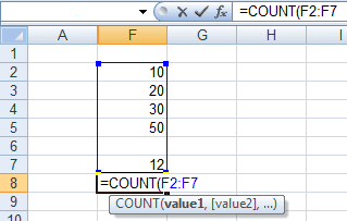 How to use the COUNT function in a formula in Excel 2007 and Excel 2010.