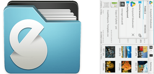Solid Explorer provides you with two panels, making it very easy to copy and paste files from one location to another.