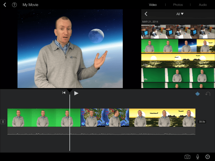 Save your green screen movie to the camera roll and you can edit it some more in iMovie