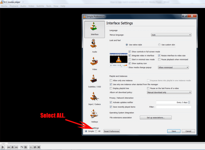 Toma de capturas de pantalla por lotes con la imagen tutorial del reproductor multimedia VLC.