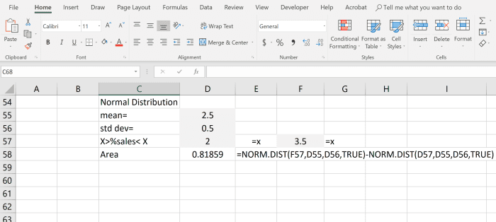To find the total area for each of the tails you could subtract the area in the center from one.