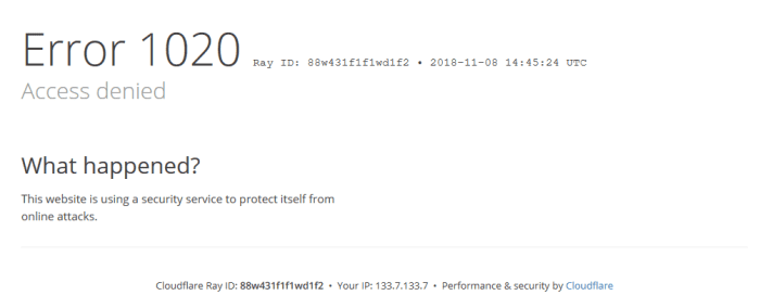 This is the page a potential attacker will see after triggering one of your firewall rules.