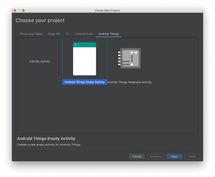 Android Studio –– Android things empty activity