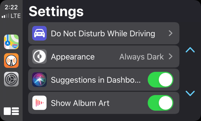 There are only four settings in the latest CarPlay update, but that is four more than there used to be!