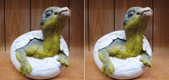 A pair of pictures that could be used to make a photo that comes out of the screen.