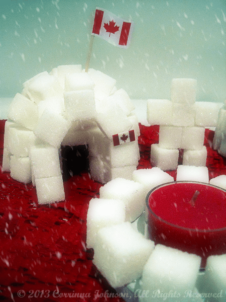 You can even make a sugar cube fire pit and a couple of Inukshuk statues to go along with the igloos