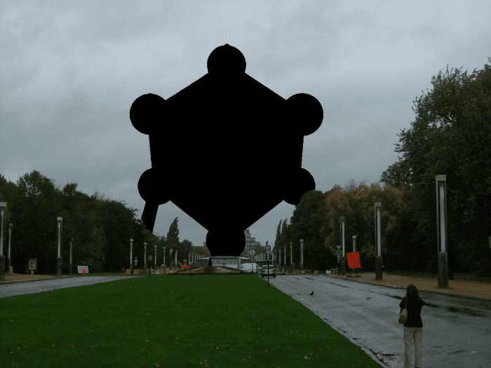 Censorship of Atomium with the monument blackened out. https://commons.wikimedia.org/wiki/User:Romaine