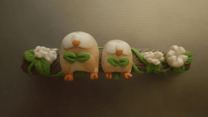 Rowlett Pokemon Handmade Hair Clip Before Bake 