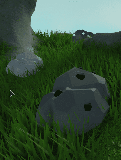 The plain rock has stone, the rock with the white dots has iron ore and the rock with the black dots has coal.