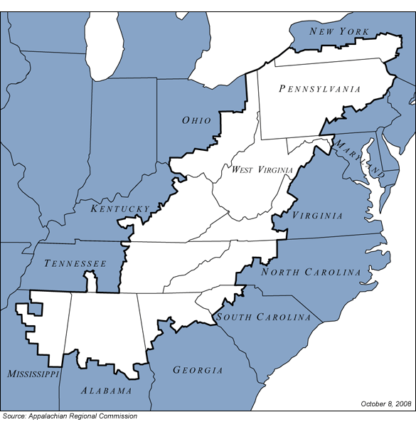 At least twelve states make up this region from New York to Mississippi.