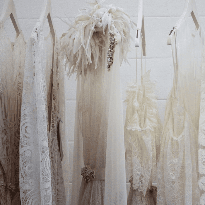 Wedding gowns can be outrageously expensive. Why not borrow an old one from a friend or pick up a shabby-but-cute vintage dress from a thrift store?