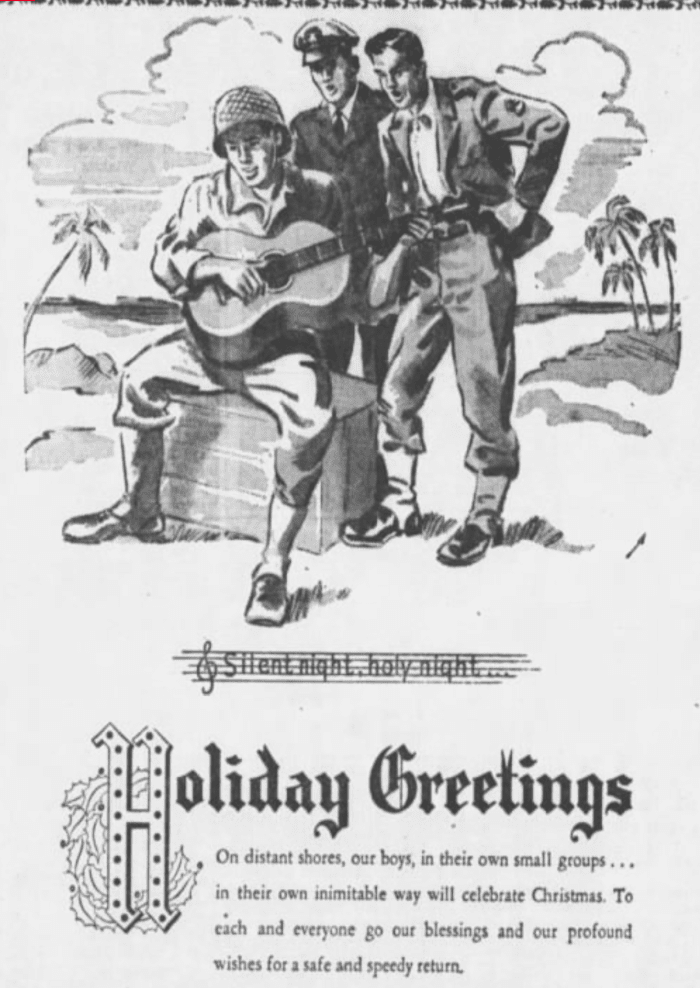 This advertisement was from printed on page 32 of The Daily Tribune in Wisconsin Rapids, Wisconsin, on Monday, Dec 24th, 1945.