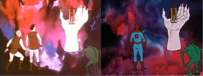 Two episodes of Spider-Man recycled footage and characters from another series, "Rocket Robin Hood".