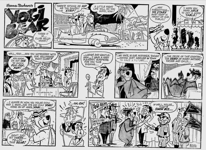 An August 1964 installment of the Yogi Bear comic where, while in Hollywood promoting his movie, he meets Yogi Berra.