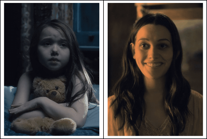 Violet McGraw and Victoria Pedretti as Nell Crain in 'The Haunting of Hill House' season 1 (2018), a Netflix Original Series.