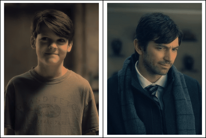 Paxton Singleton and Michiel Huisman as Steven Crain in 'The Haunting of Hill House' season 1 (2018), a Netflix Original Series.